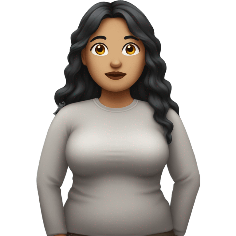 woman with long black hair overweight and brown eyes emoji