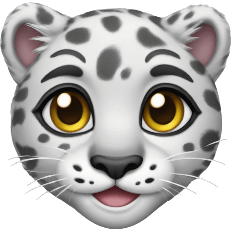 cute snow leopard shows a heart emoji