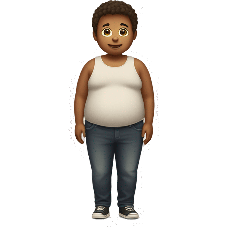 Boy with a giant belly emoji