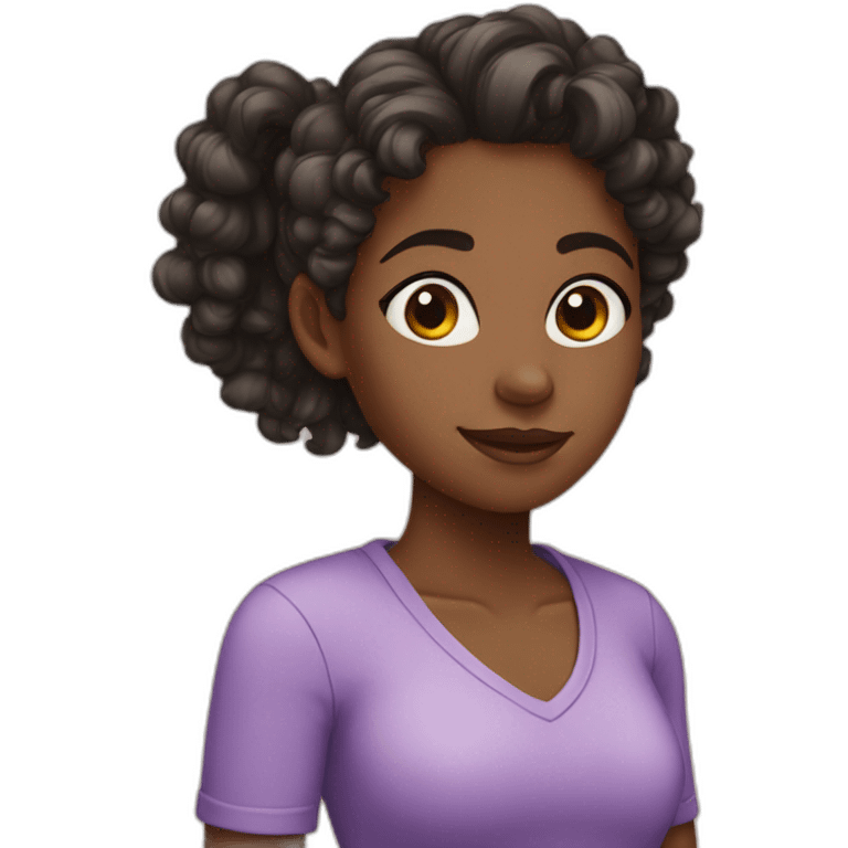 Black girl with curly ponytail emoji