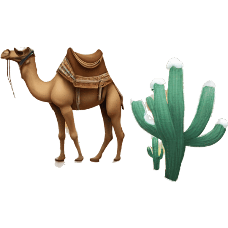 A desert with camel and winter vibe emoji