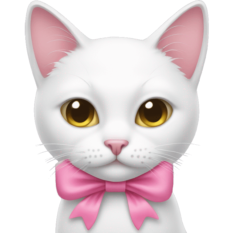 White cat with pink bow emoji