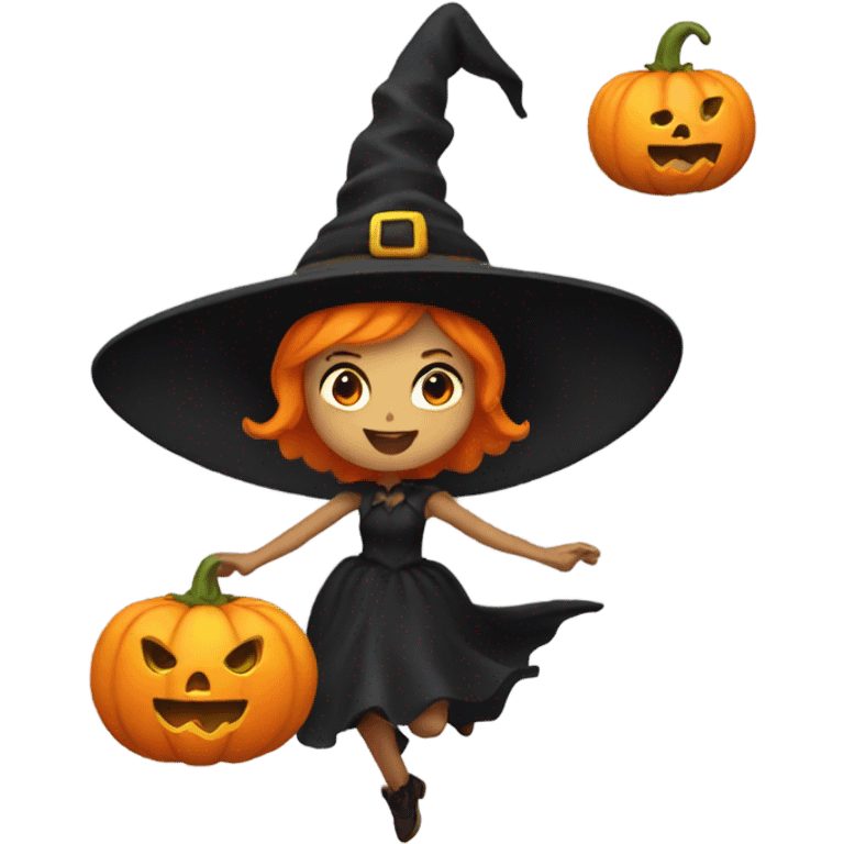 Flying pumpkin witch  emoji