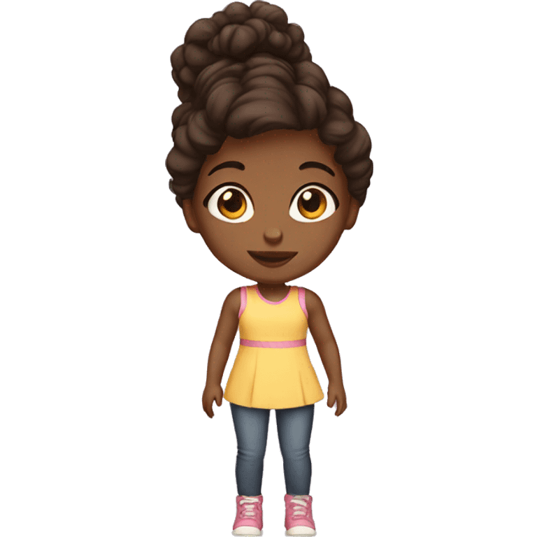 black babysitter with a puff and brown hair little girl emoji