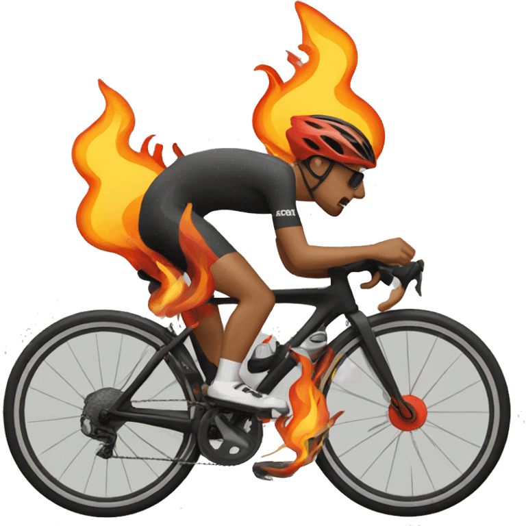 cyclist with flames emoji