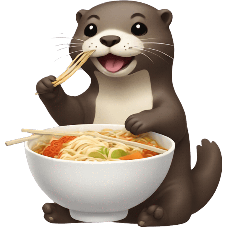 Happy Otter eating Ramen emoji