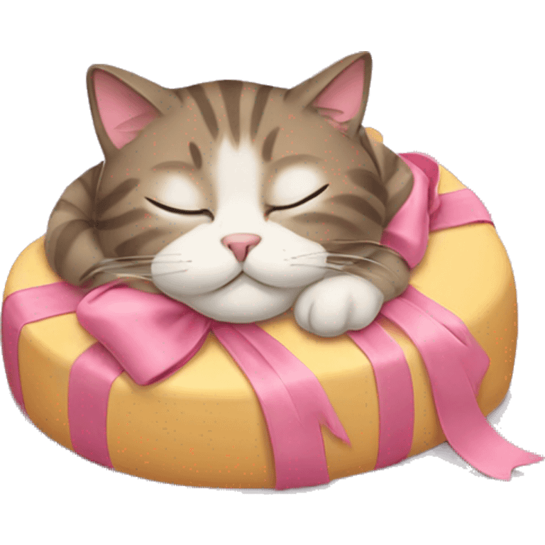 Cat with bow sleeping emoji