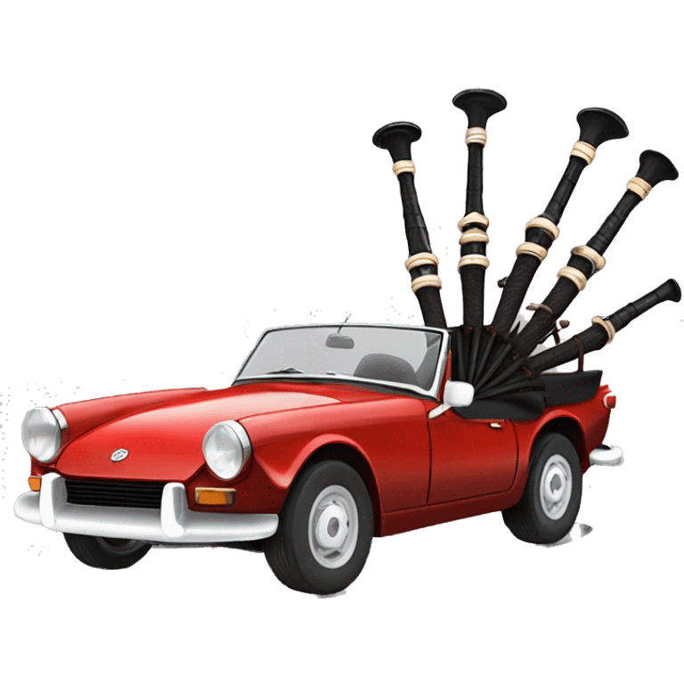 Scottish bagpipes driving a 1967 Triumph Spitfire  emoji