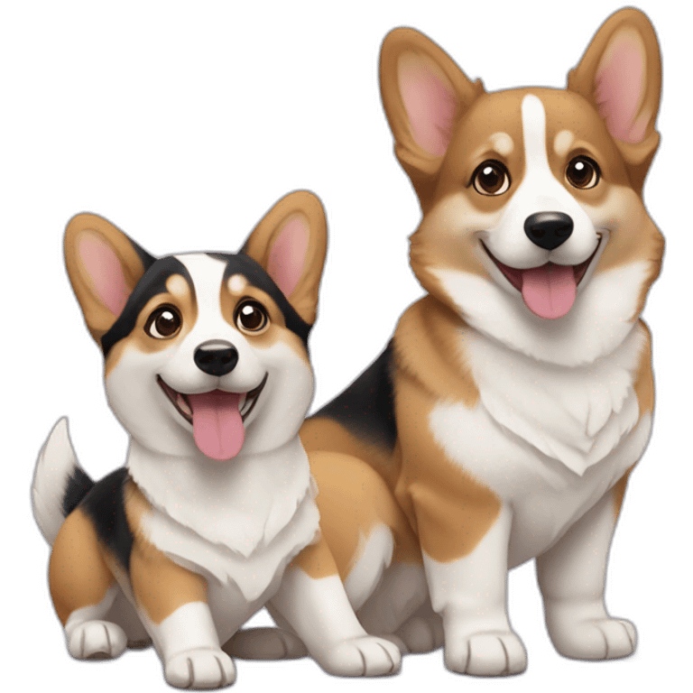 corgi puppy with a husky puppy emoji