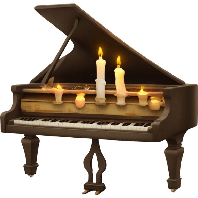 vintage piano with melted candles on top emoji