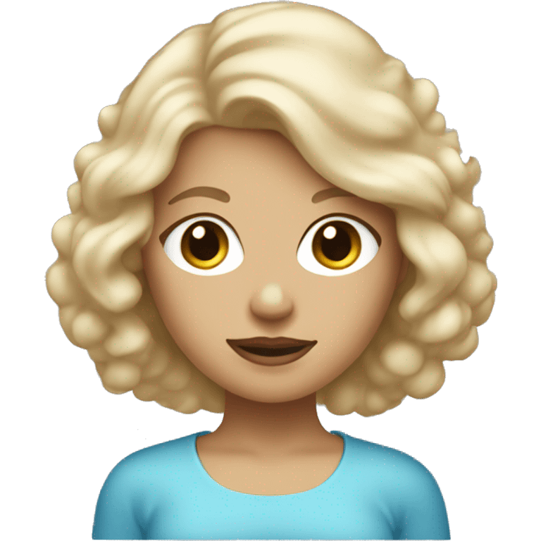 blonde mom straight hair has blue eyes holding beige poodle  emoji