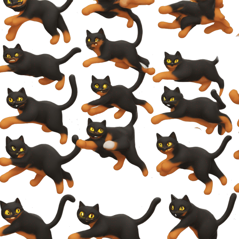 black and orange cats fighting  emoji