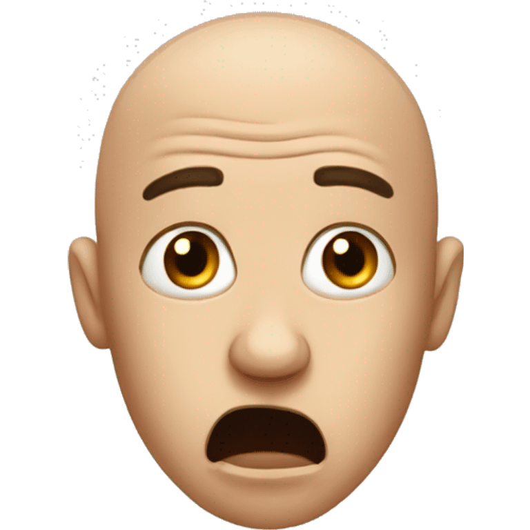 terrified, regreting, bald emoji