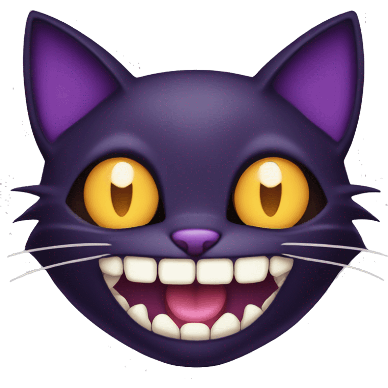 Black-purple Cat-Fakémon with vampire teeth emoji