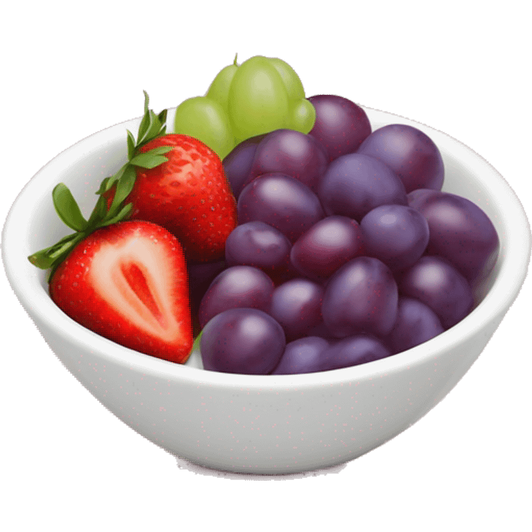 fruit yogurt bowl with strawberries and grapes emoji