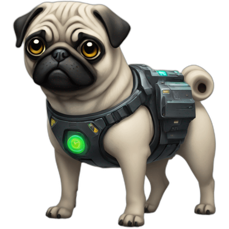 A pug in cyberpunk space emoji