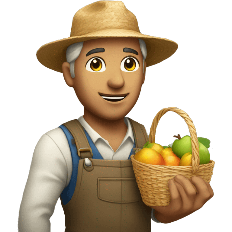 Heroic farmer with a basket of fruit emoji