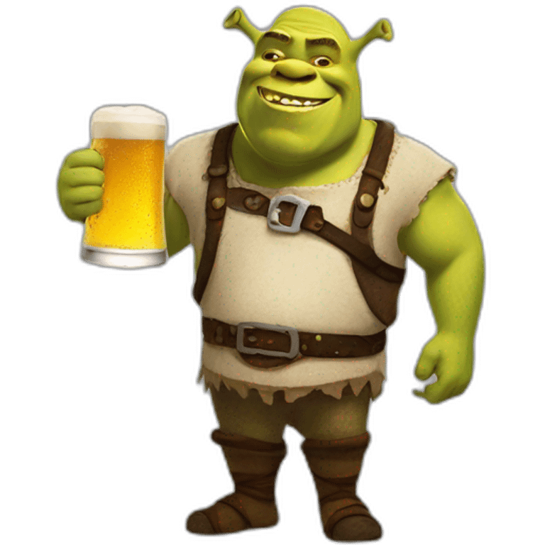 Shrek with beer emoji