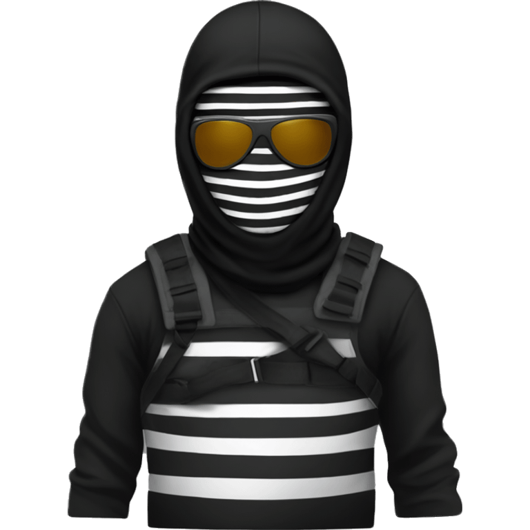 make myself a robber emoji with black balaclava and black and white striped shirt  emoji