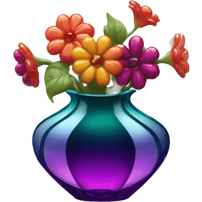 glossy jewel toned glass vase  emoji