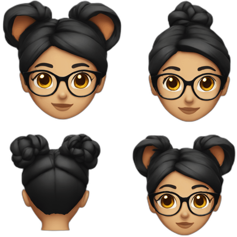 fox glasses black hair bun emoji