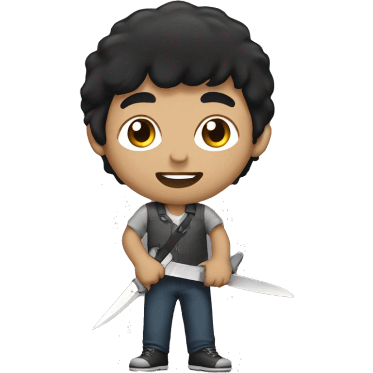 Black haired Boy with knife  emoji