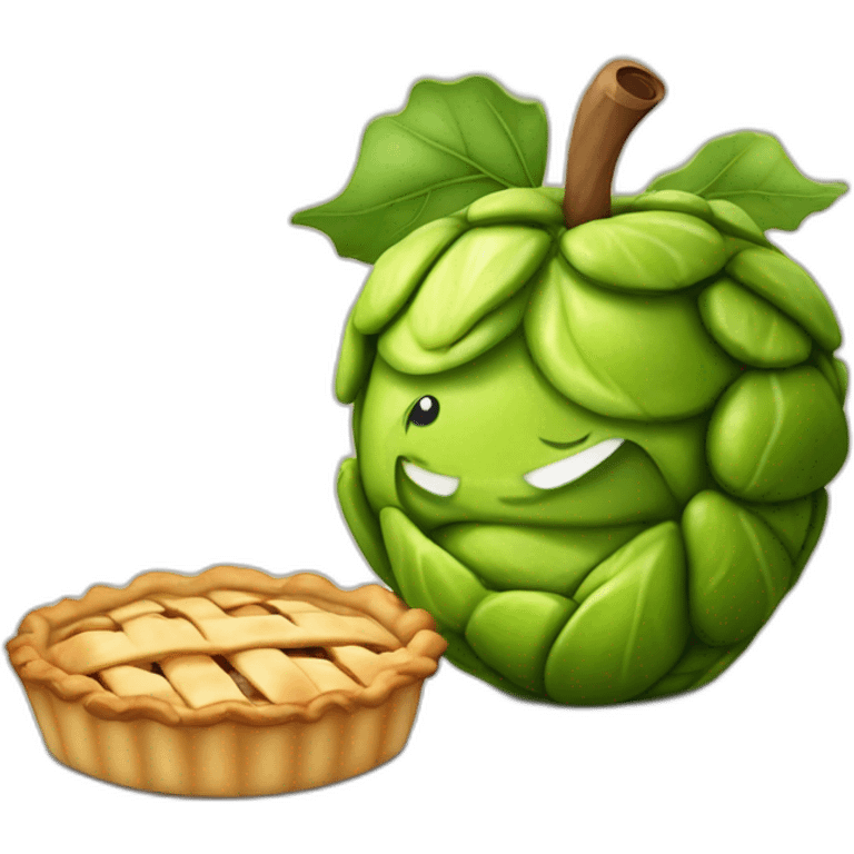 brussels sprouts next to an apple pie emoji