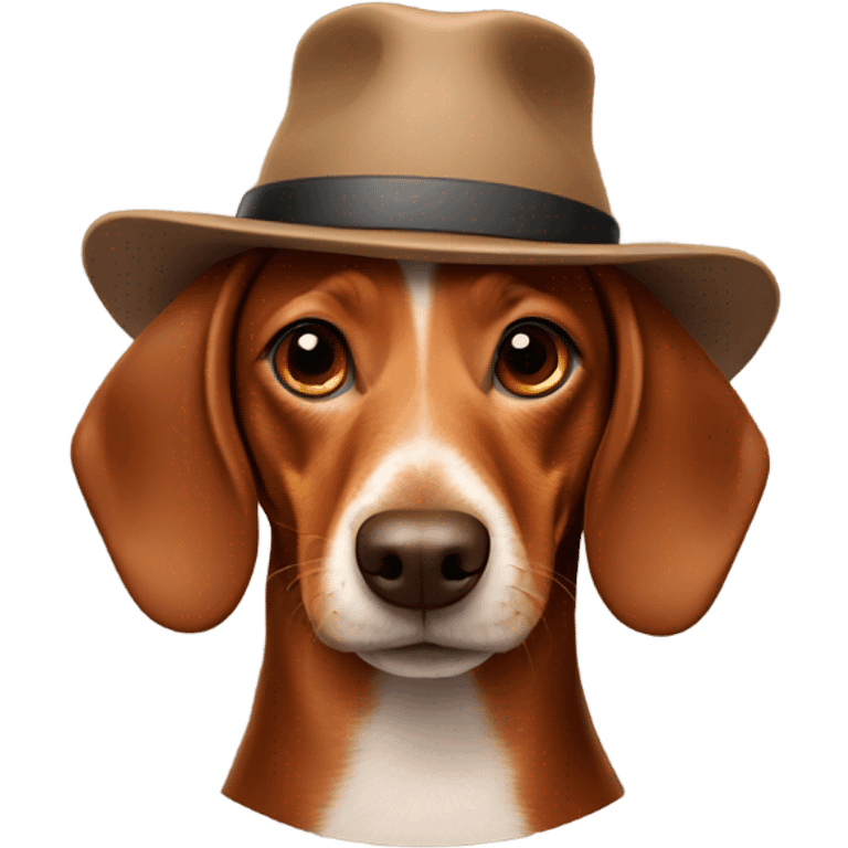 Brown Weiner dog wearing a hat emoji