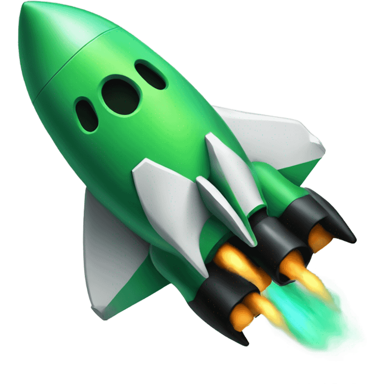 green and black rocket ship emoji