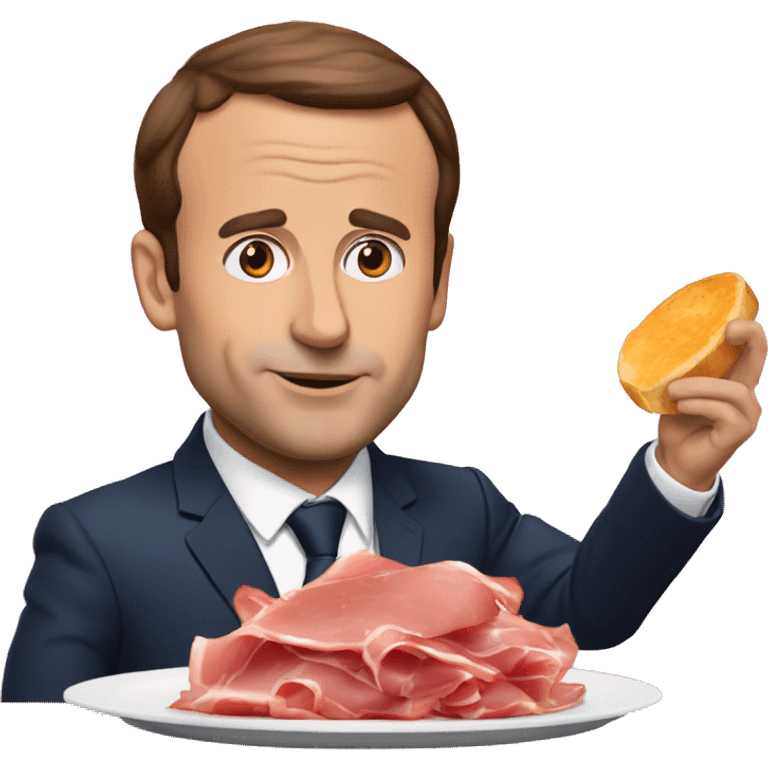 Macron qui mange du jambon emoji