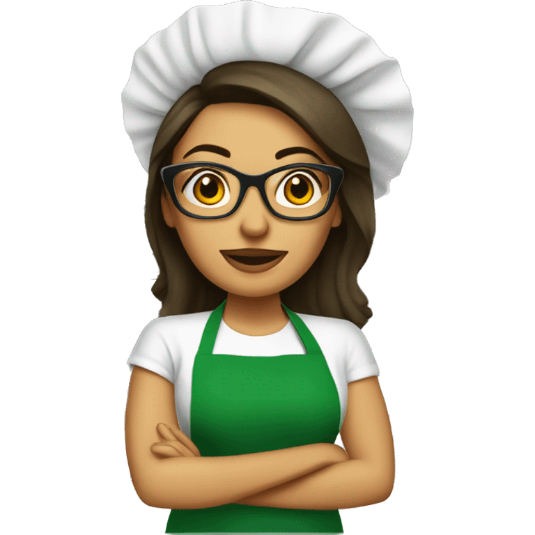 mexican lady green apron  with glasses cooking tacos emoji