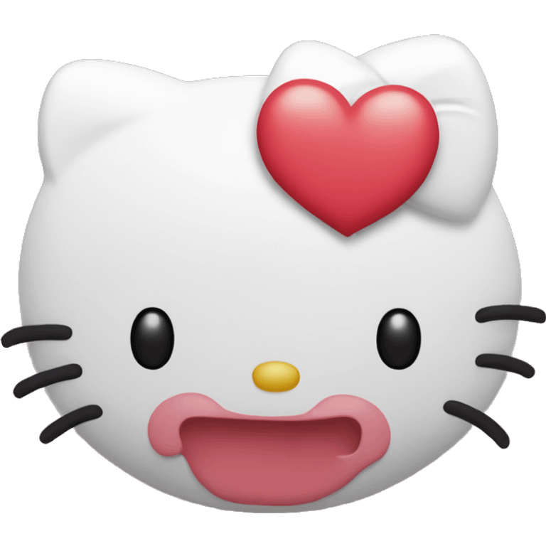 Hello kitty head blowing heart kiss emoji