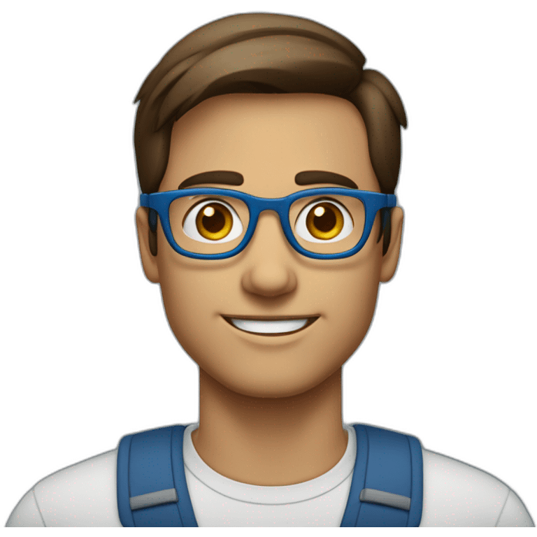 Homme brun aux yeux bleu avec lunette emoji