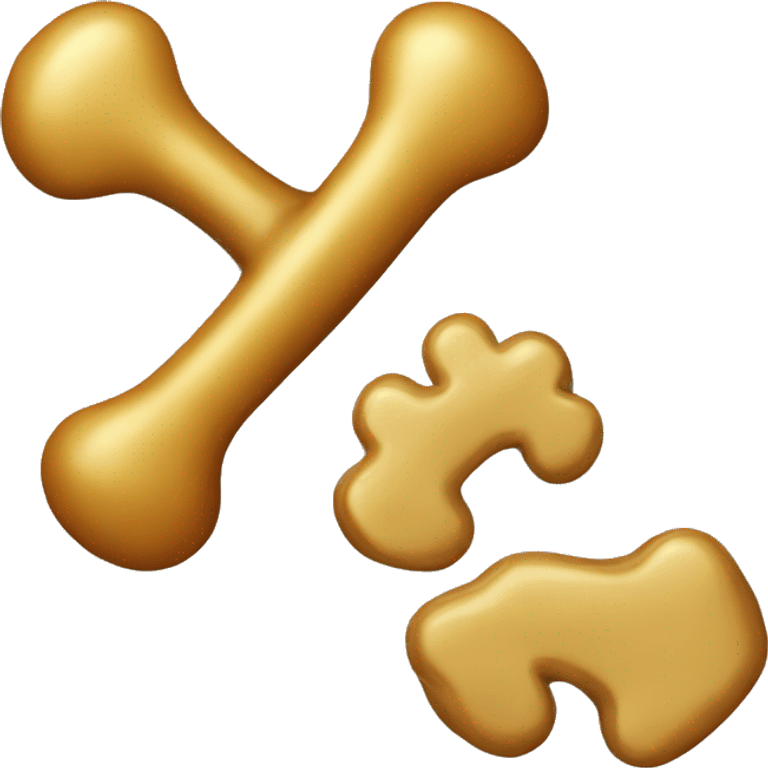 a golden dog bone  emoji