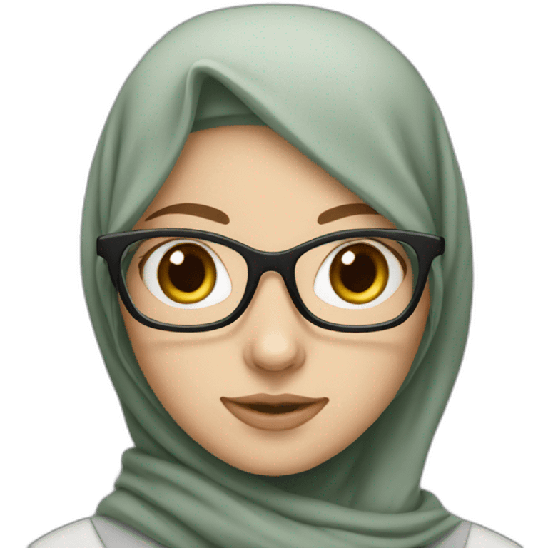 a white girl with hijab and glasses emoji