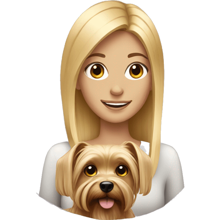 Blonde girl with a yorkshire terrier emoji