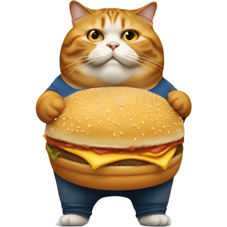 Very fat cat eating McDonald’s  emoji