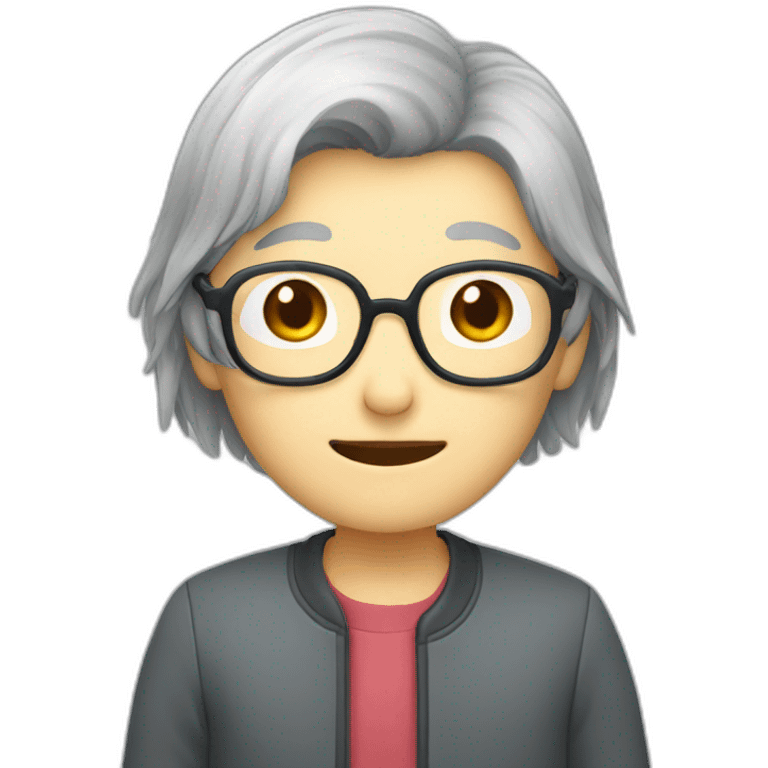 Chinese grey hair wear glasses held Taiwan flagup emoji