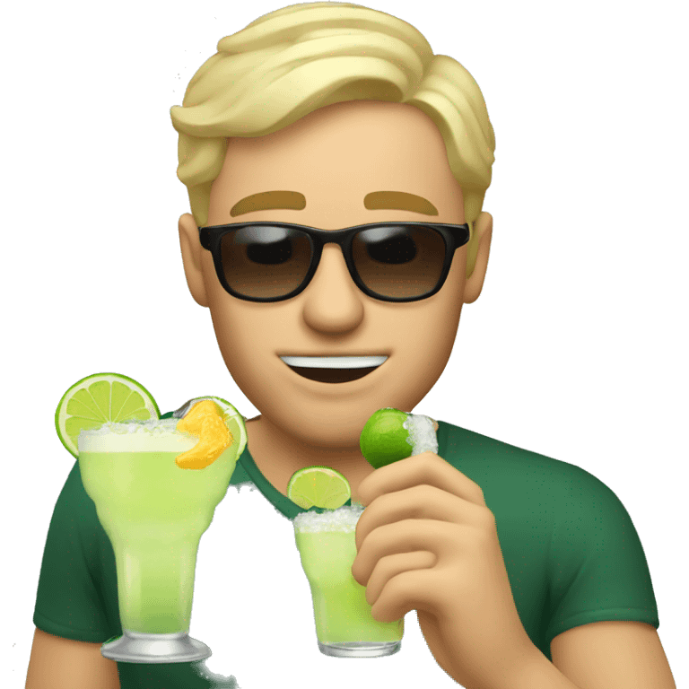 Blonde man drinking margarita emoji