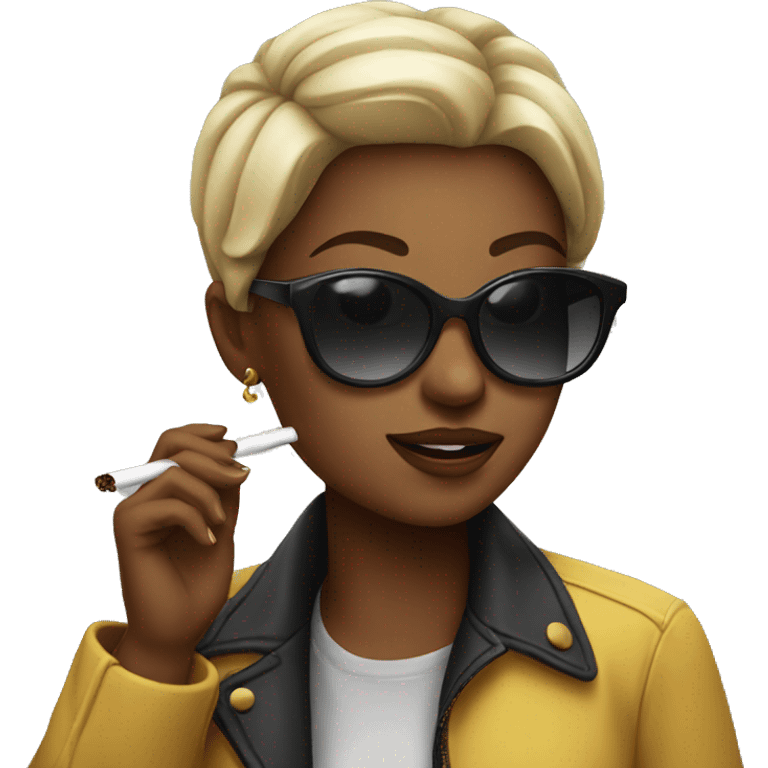 Sunglasses girl smoking emoji