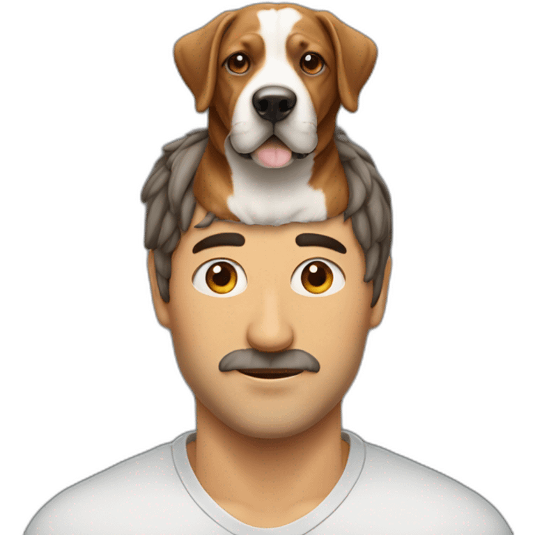 man with dog on head emoji