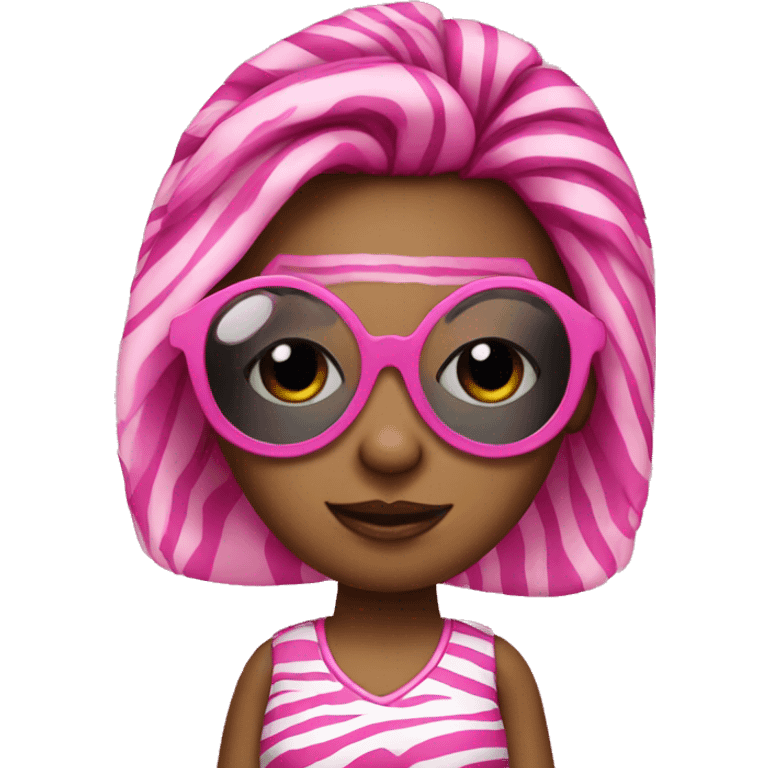 Girl pink zebra with sunglasses on hair   emoji