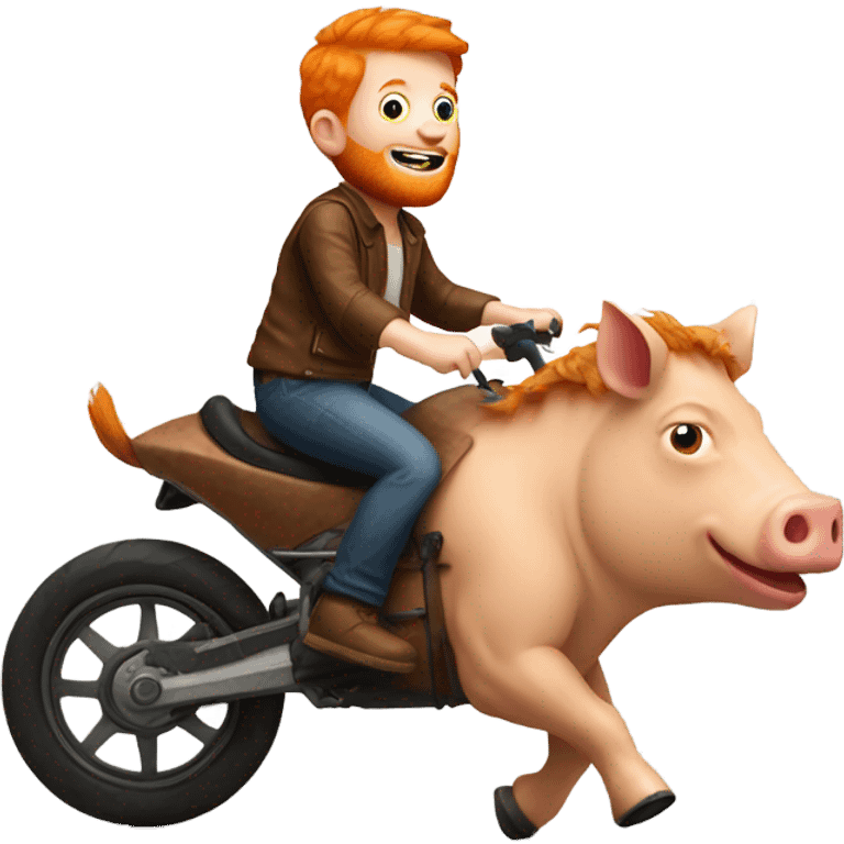 Ginger boy riding a hog with big face  emoji