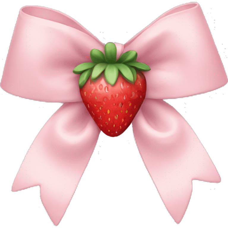 pale pink bow with strawberry in the middle emoji