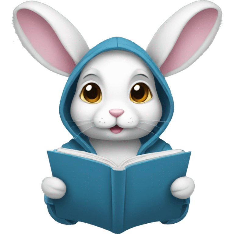 Bunny reading a hoodie emoji