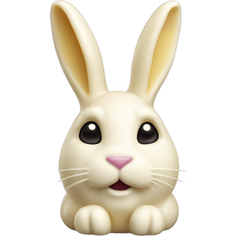 Realistic Easter white chocolate bunny candy isolated. emoji