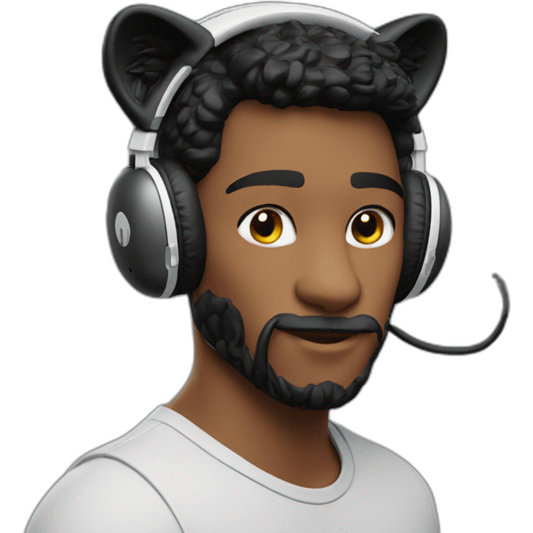 panther  airpods max on head emoji