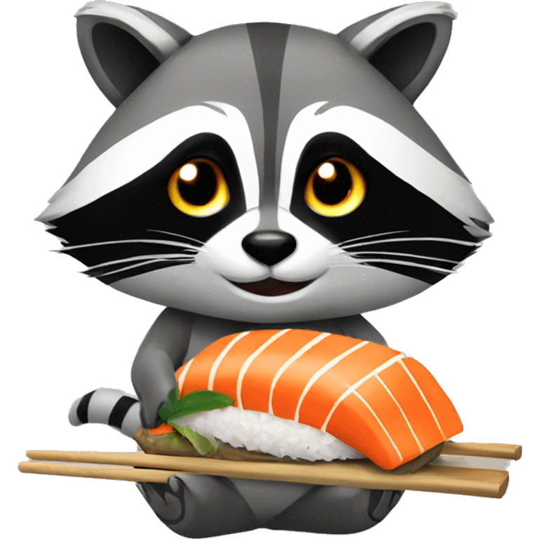 Raccoon with sushi emoji