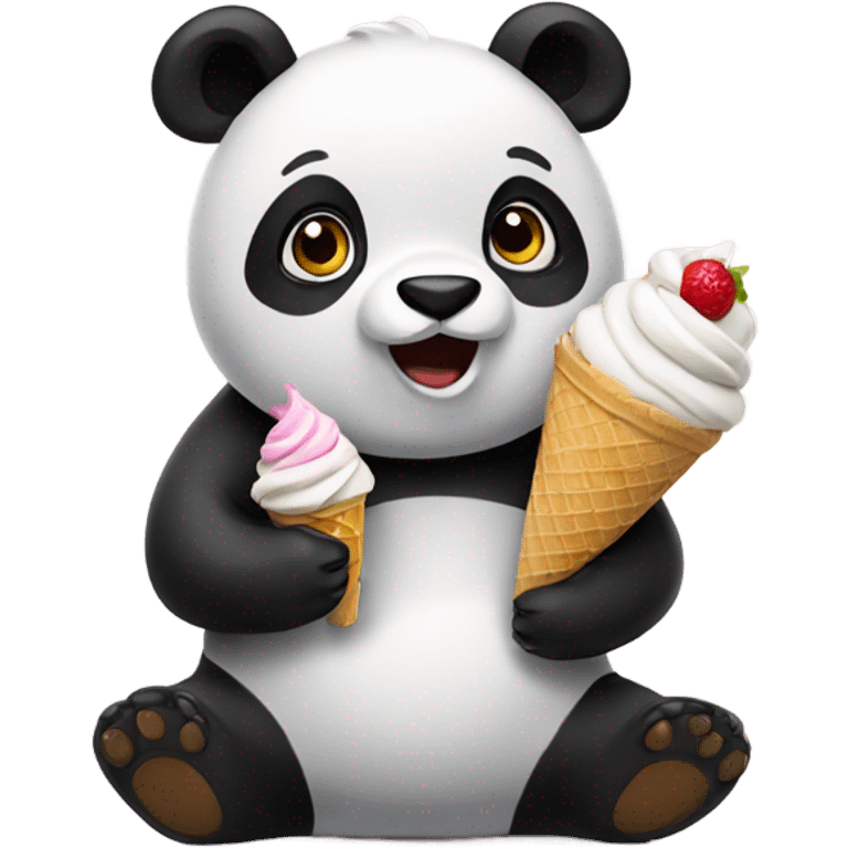 Panda eating ice cream emoji