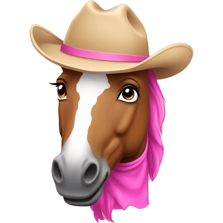 horse with pink cowboy hat posing emoji